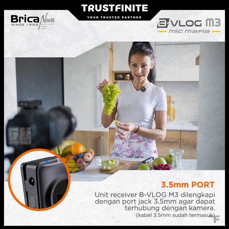 Brica B-VLOG M3 Dual Magnetic Clip Wireless Microphone - Clip On Mic Vlog - With Charging Case - BVL 8