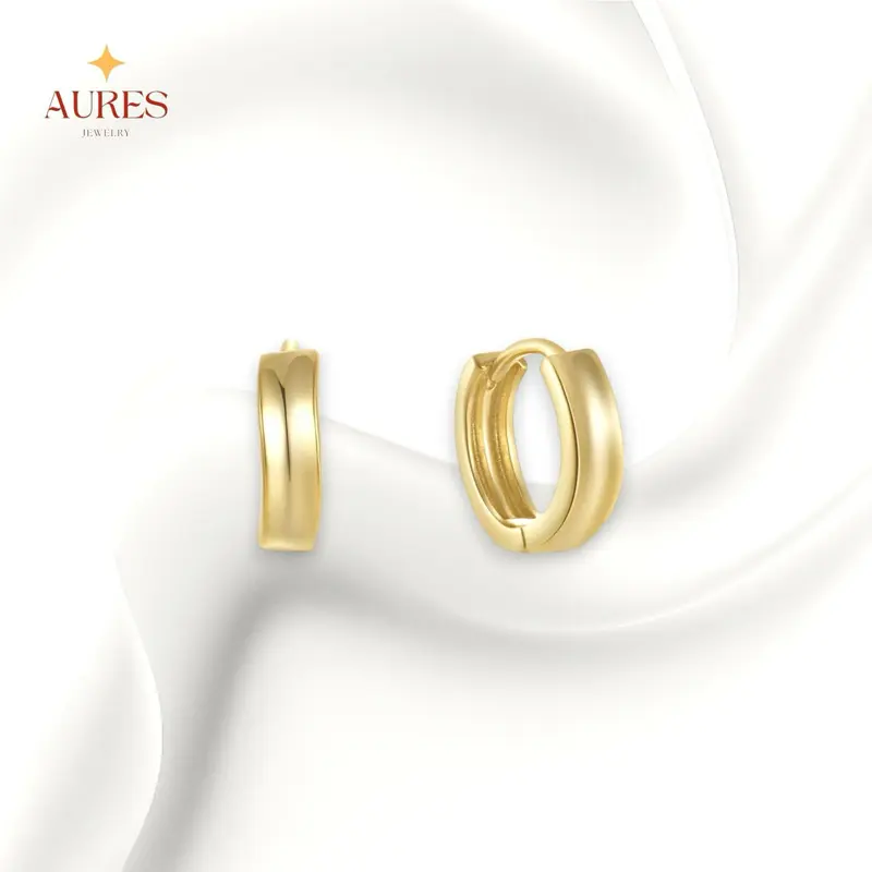 [AURES JEWELRY] Undina Earring - 925 Sterling Silver Gold Plated Small Hoop Modern Thin Hoops Earring