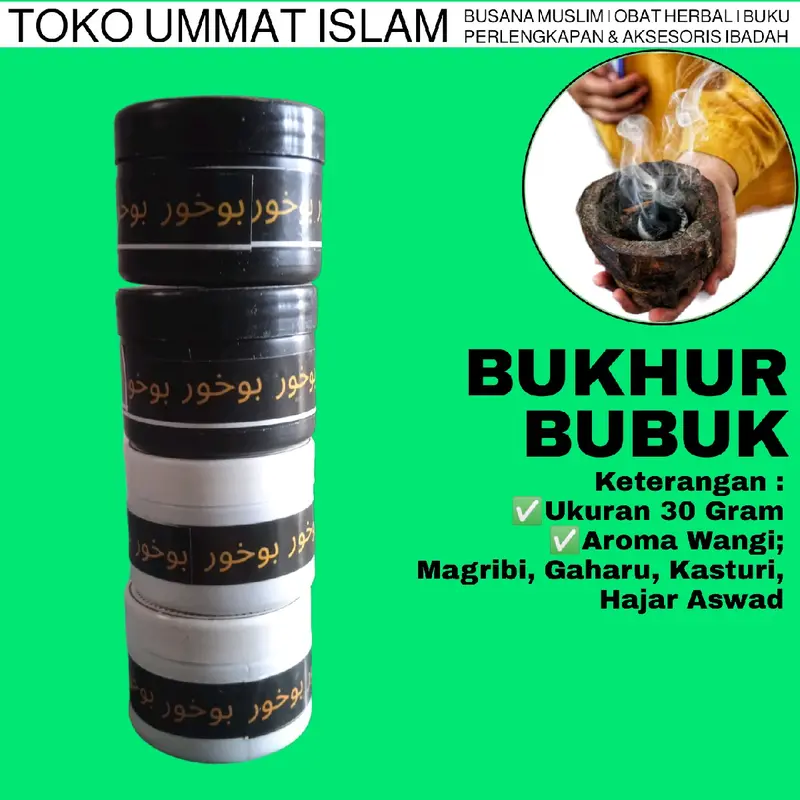 Bukhur Serbuk (wewangian) Magribi Hajar Aswad Gaharu Oud isi 30 Gram 0
