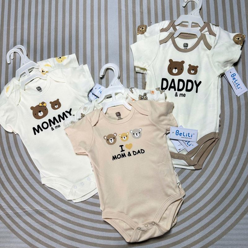 Set 2 cái Body Chip Cộc Tay Cho bé Trai và bé gái Sz Sơ Sinh 3-10Kg Cotton Jumpsuit bodysuit bổ mắt