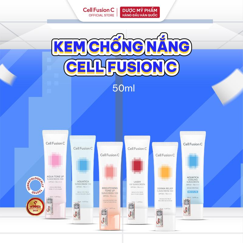 (Cell Fusion C x Võ Hà Linh) Bộ Sưu Tập Kem Chống Nắng Nâng Tone / Da Dầu Mụn / Da Khô / Mẹ Bầu / Sau Laser SPF 50+ PA++++
