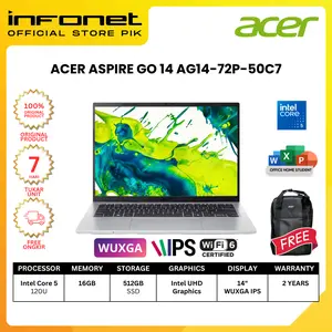 ACER ASPIRE GO 14 AG14-72P-50C7 CORE 5 120U 16GB 512GB SSD 14" WUXGA IPS W11H OH24+M365