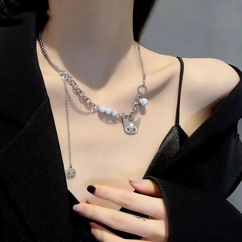 2023 INS✨Kalung Kulomi Cat Mutiara Wanita Pria Korea COD Anti Karat Dan Luntur Mewah Rantai Leher Multi-layer Retro Fashion Murah Import Ready Stock