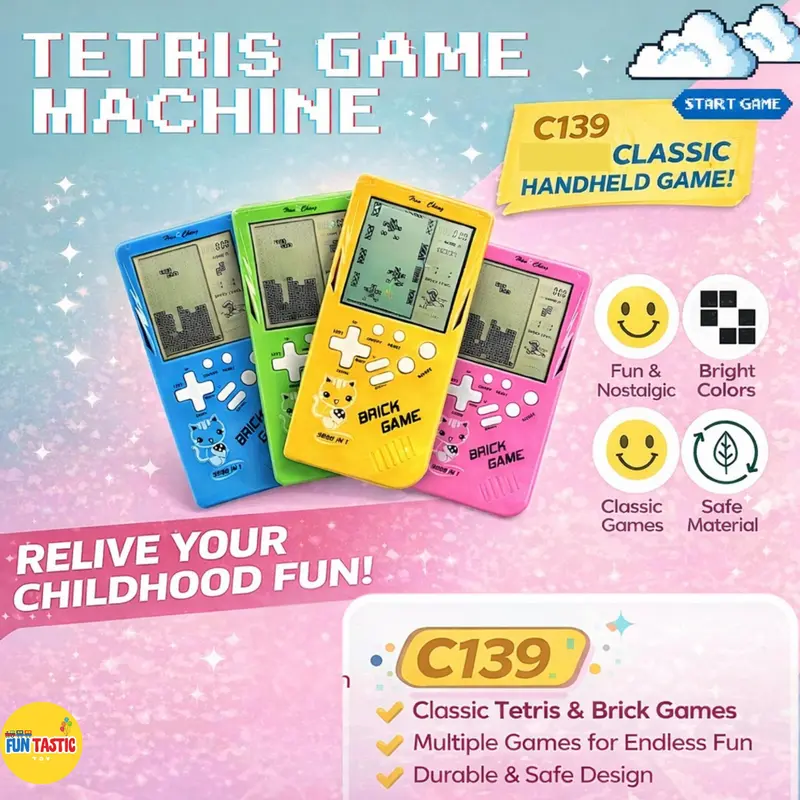 C139 Big Screen LCD Classic Handheld Game Machine Brick Game For Kids Brick Game Device Vintage