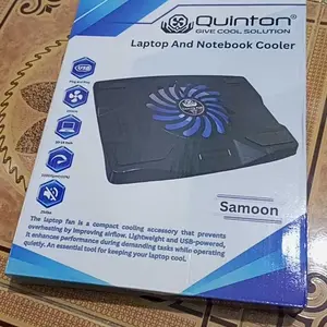 QUINTON kipas laptop cooling pad type samoon hitam 1 fan laptop computer 14inch LED BIRU Plastik cooling pad