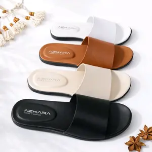 Sandal Wanita Nyaman Empuk AZKARA | Anti Slip & Ringan | Sandal Kekinian Viral TikTok Sendal Selop Karet Black Shoes