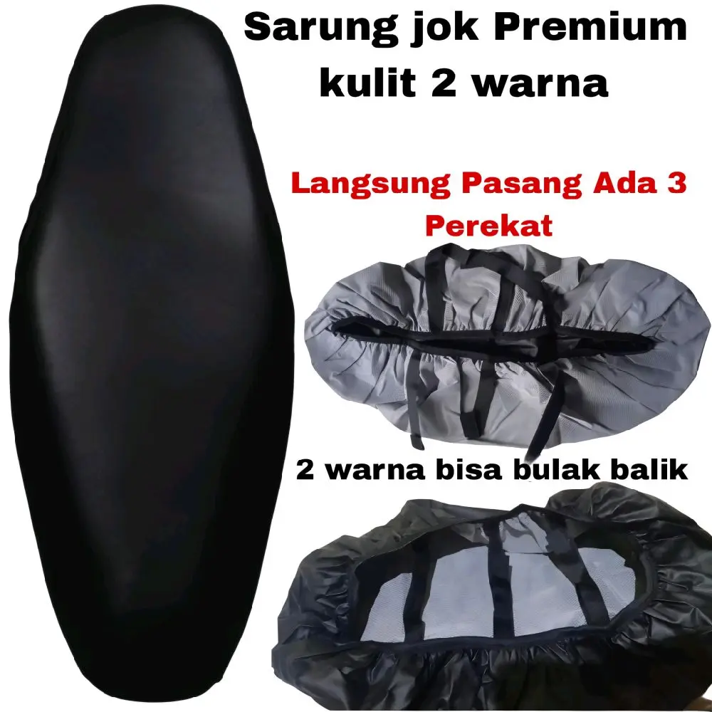 Sarung Jok Motor Kulit Premium Anti Air Anti Rembes Anti Cakar Kucing Universal Bebek Matic Honda Suzuki Yamaha All Size 2 Warna Bisa Pasang Sendiri Ada 3 Perekat Motorcycle