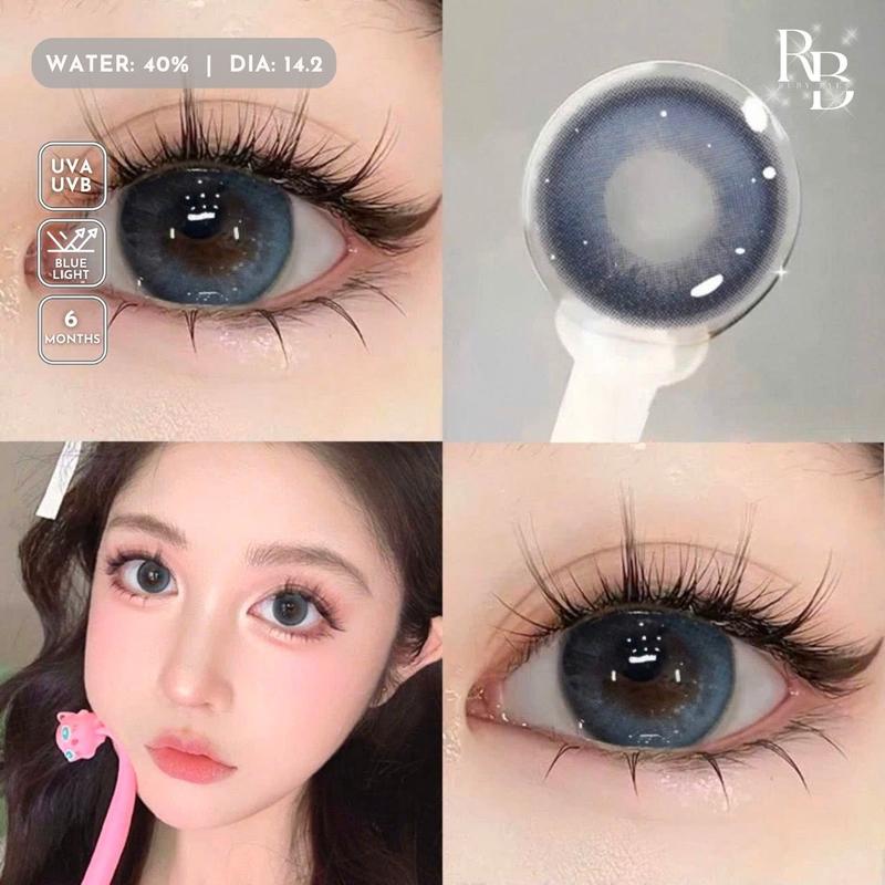 CÓ CẬN 1 Cặp Kính Áp Tròng Màu Xanh Filter 0-5 Độ Giãn Vừa Lens Mắt Màu Xanh Băng + Tặng Kèm Khay Dụng Cụ Đeo