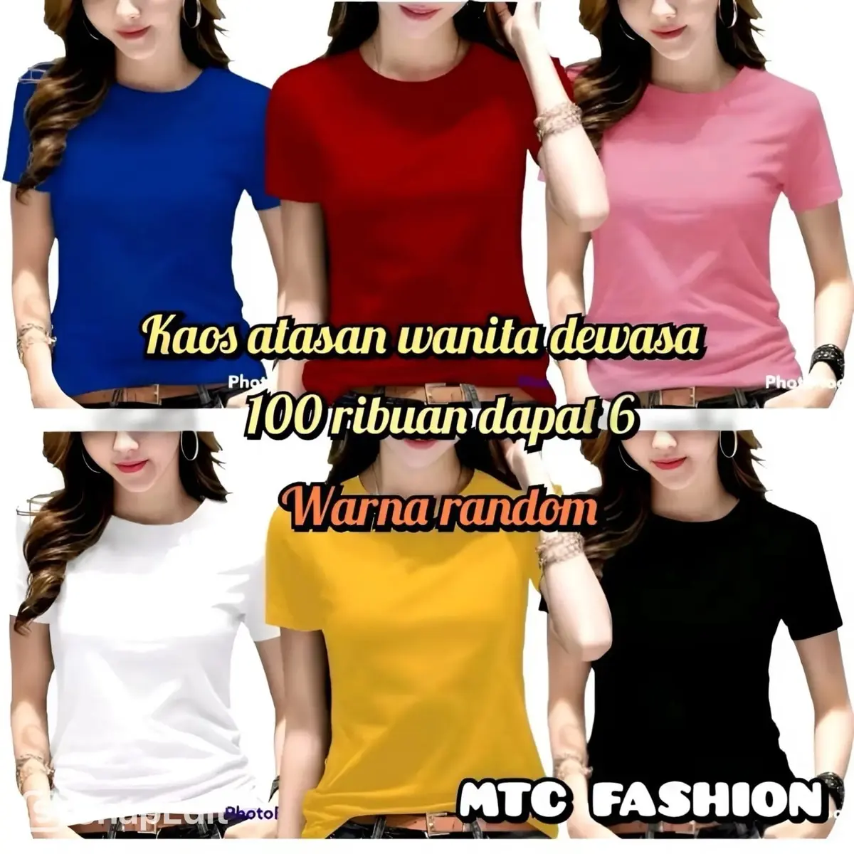 Kaos Atasan wanita polos 95rb dapat 6pcs warna campur (random) Baju Santai Cewek / Tangan Pendek