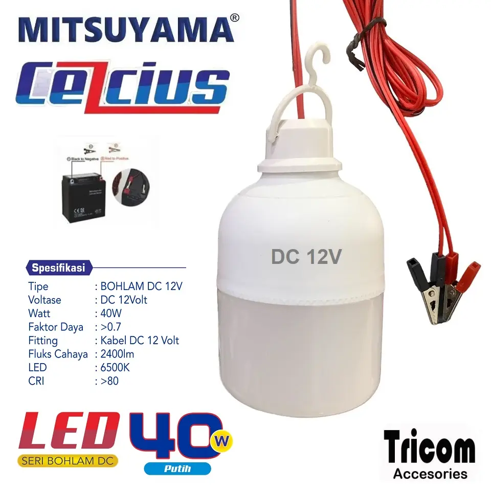 Lampu Bohlam LED DC 12v Mitsuyama Colok Aki
