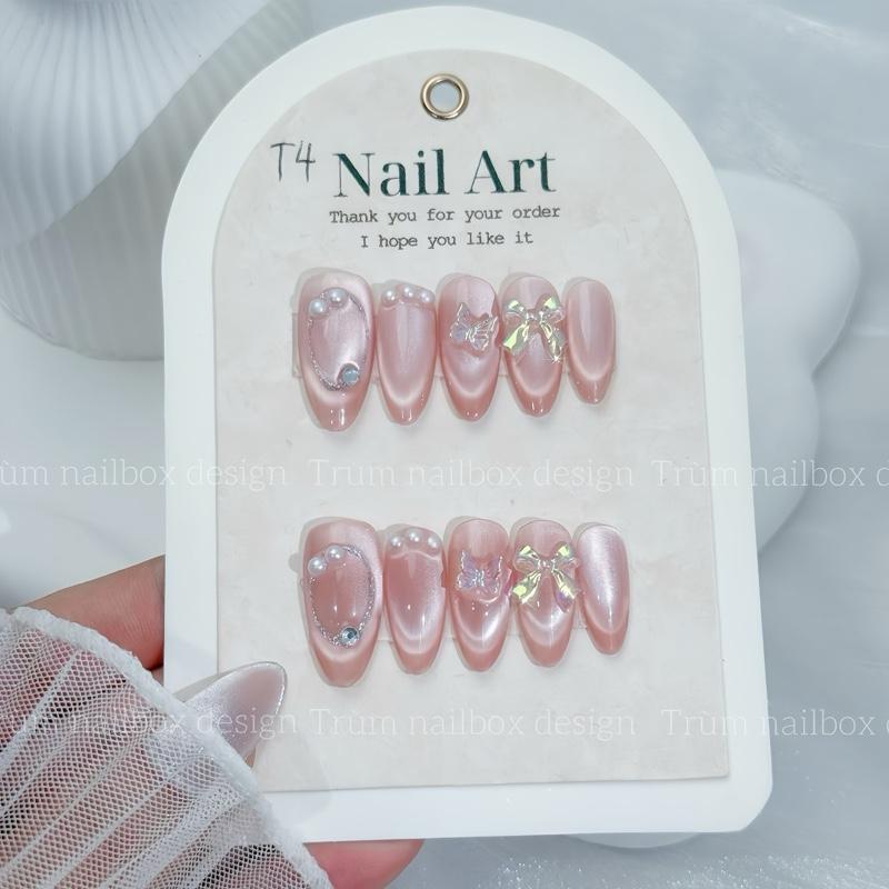 T4 Nailbox Thiết Kế Mắt Mèo Ánh Trăng Hồng - Nail Art Thủ Công Đẹp Mắt & Dễ Sử Dụng