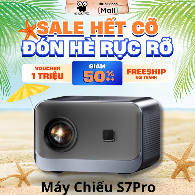 Máy Chiếu Xem Phim S7 PRO HD Giọng Nói, Chuột Bay - Hệ Điều Hành Android 12, Bluetooth, Led Projector maychieu mini