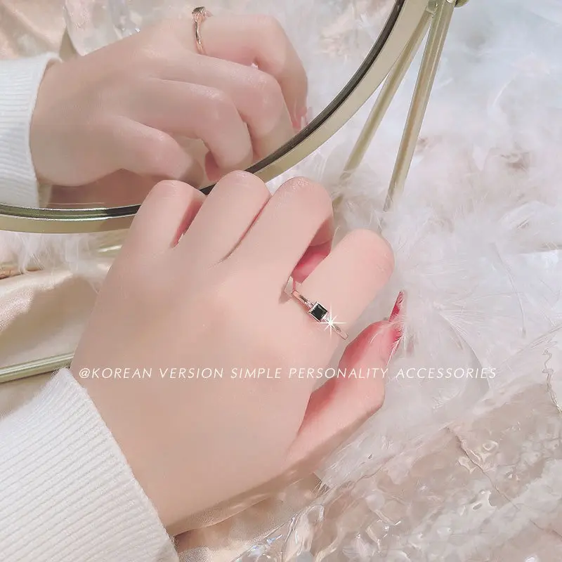 Catrin Cincin Wanita Titanium Silver And Rose Gold Adjustable Hadiah Couple Laki Rings