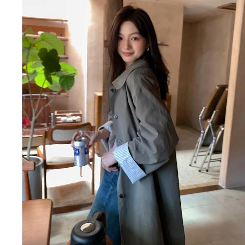 3601 LIVE Áo Khoác Măng Tô Nữ Dáng Dài Áo Khoác Ngoài Kaki Mangto Nữ Tay Dài Kiểu Tiểu Thư Công Sở Sang Chảnh