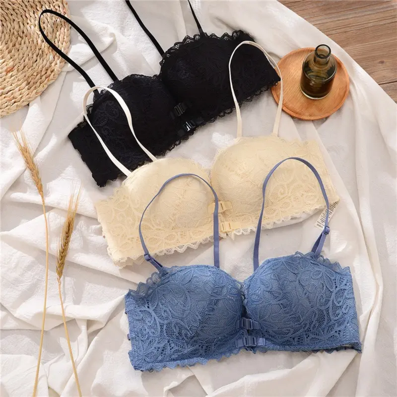 [LUX] L012 Bra Push Up Bh Busa Tebal Renda Beha Wanita Tanpa Kawat Kait Depan Seamless 1