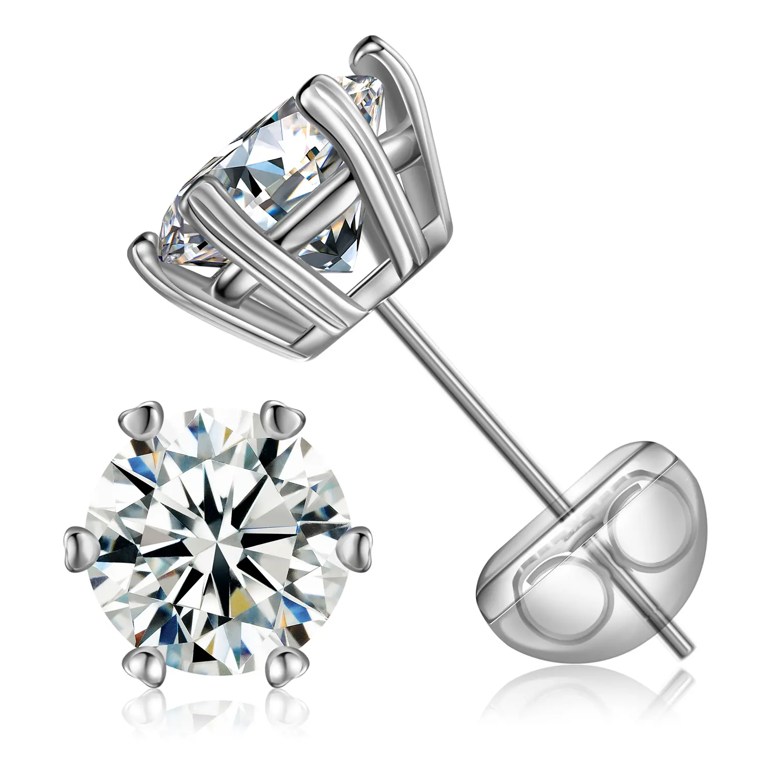 【#139】925 Sterling Silver 0.5-1ct Moissanite Stud Earrings For Women Men Unisex Jewelry