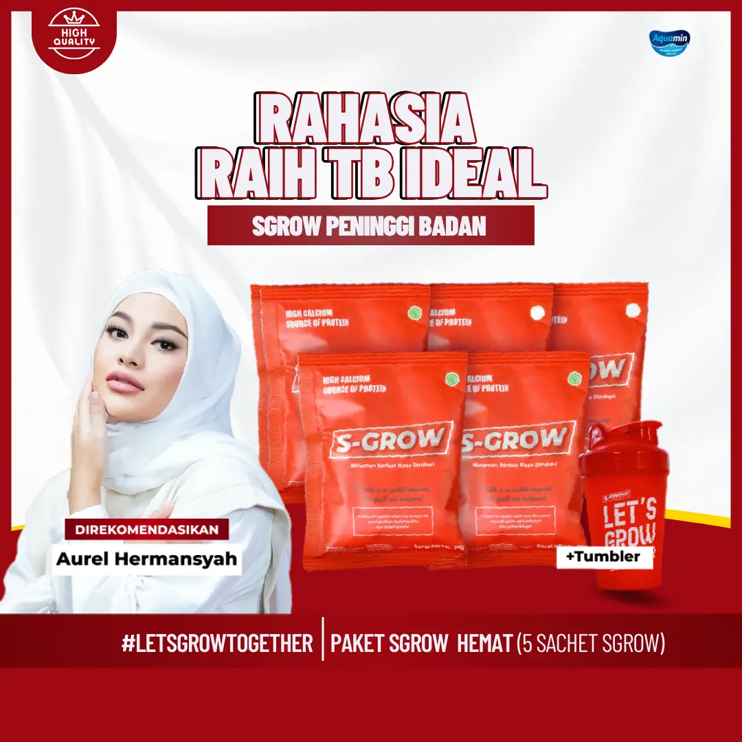 Susu S-Grow Minuman Collagen Rasa Stoberi Penambah Tinggi Badan Tinggi Kalsium & Protein - Peninggi Badan BPOM  Untuk Membantu Anak Pria Wanita Usia Remaja Dewasa Usia 8-35 Tahun - COD