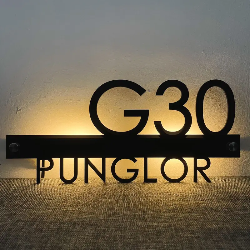 Angka Nomor Rumah Minimalis Lampu Led Elegan Waterproof 0