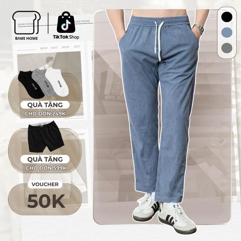 Quần baggy nam chất vải nhung tổ ong, thiết kế lưng thun co giãn, ống suông QBG02 BAMIHOME store