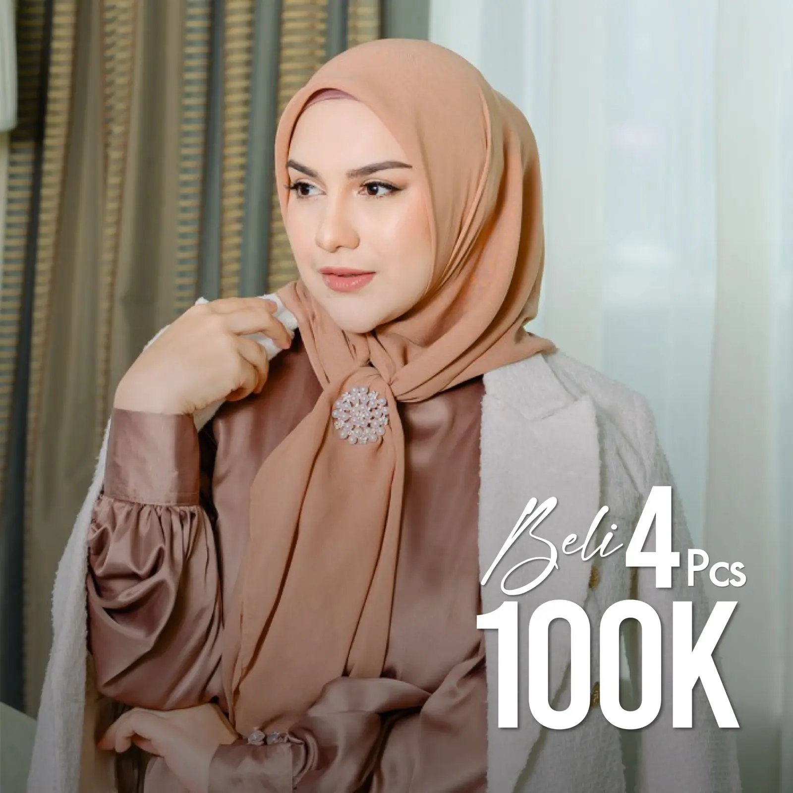 Lozy Hijab - [BELI 4PCS 100K]  Polly Cotton Square (Kerudung Segiempat Bahan Polly Cotton) Muslim Lembut Square