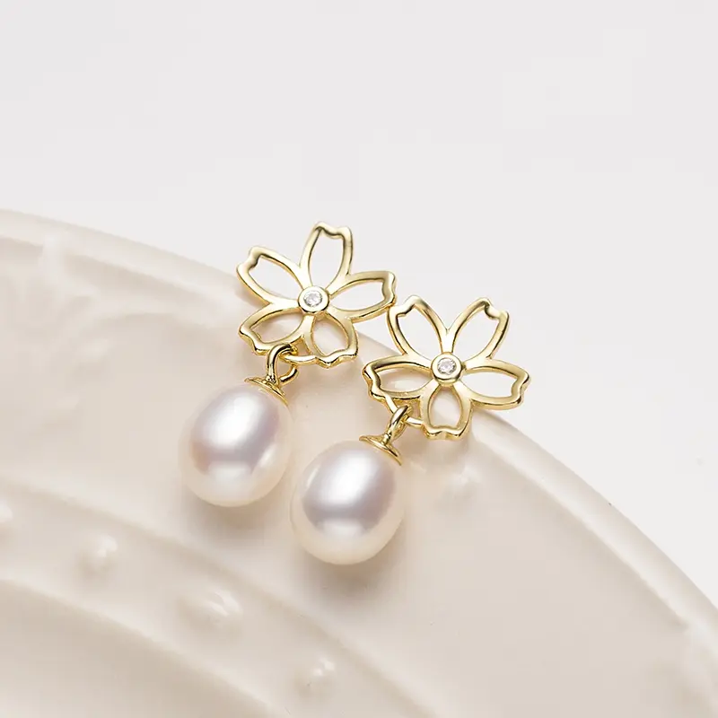 Bông Tai Đinh tán Ngọc Trai Nước Ngọt, ANGEPERLE, Bạc S925, 6-7MM, ZPFJ001