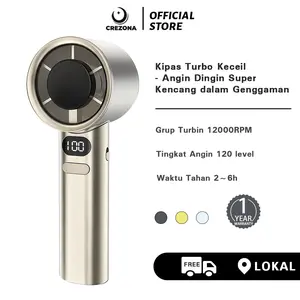 CREZONA Kipas Genggam Portable USB｜Mini Fan Stylish｜Angin Turbo 120 Level Varil｜Layar LED｜Tahan Lama FB01