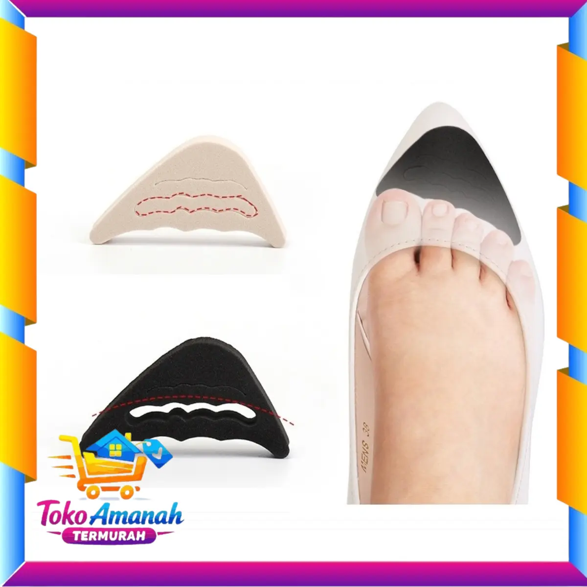 TAT Busa Spons Insole Sol Alas Sepatu Kebesaran Bantalan Sepatu Pengganjal Ganjelan Sepatu Longgar Kebesaran Pelindung Jari Kaki Anti Slip t Murah