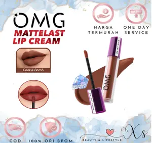 OMG Mattelast Lip Cream - Matte Bibir Kering Waterproof Glossy dan Tahan Lama - Lipstick Creamy Merah