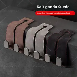 Pengait serbaguna mobil untuk penyimpanan, pengait ganda suede untuk sandaran kursi mobil, pengait multifungsi tersembunyi di sandaran kursi mobil, pengait penyimpanan aksesoris interior mobil dengan tempat ponsel