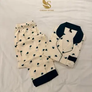 Chessy Store Baju Tidur Wanita Piyama Snow Silk Premium Adem Nyaman Motif Love