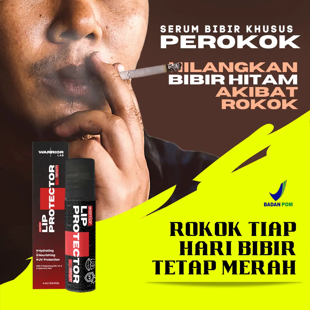 WarriorLab Pencerah Bibir Pria Hitam Lip Protector Serum Pemerah Pelembab Bibir Permanen Menjadi Pink Alami Cowok dengan UV Filter