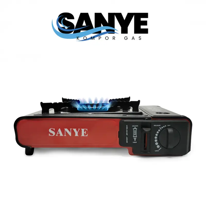 SANYE Kompor Gas Portable 1 Tungku Stainless Steel 2in1 Black Anti Ledak Safety Device H101 2