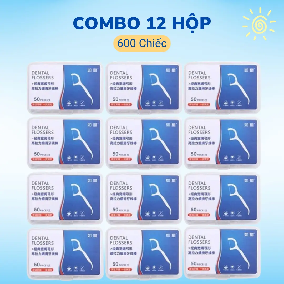 12 Hộp (600 cái) Tăm chỉ nha khoa  tăm chỉ vệ sinh chăm sóc răng miệng,