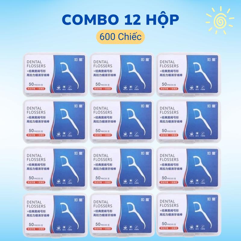 12 Hộp Tăm chỉ nha khoa tăm chỉ vệ sinh chăm sóc răng miệng,