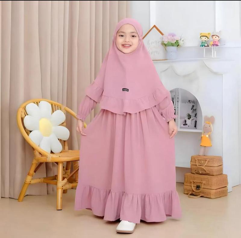 Gamis Anak Perempuan Yara Dress Syari Katun Terbaru 3-9 Tahun - Lembut, Baju 0