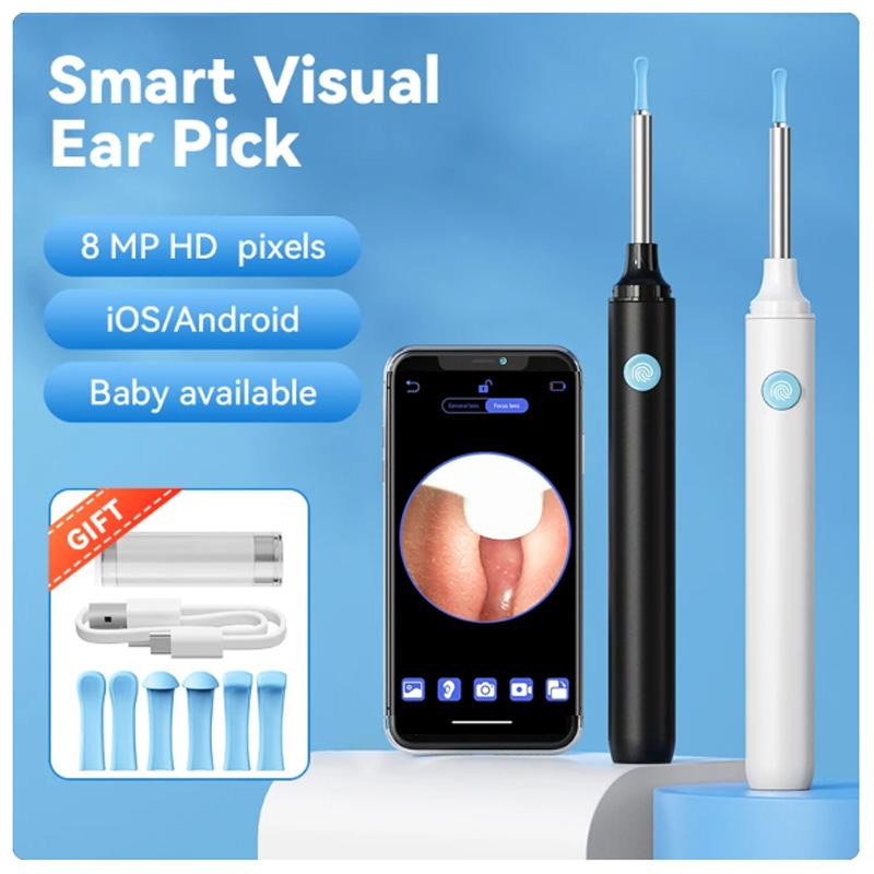Product Introduction of Smart Visual Ear Pick Safe Silicone Spoon  Dual Lens WiFi Borescope Inspection Camera 5MP Waterproof Snake Pipe Camera Wireless Industry Endoscope For Car Android IOS  Health Care Tool Gentle Wax 9