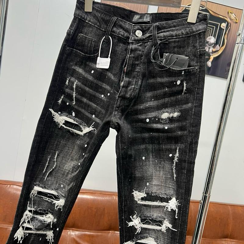 Quần jean bò nam D2 slimfit đen xám wash rách tua sợi lót vải vảy sơn phong cách boy... 4