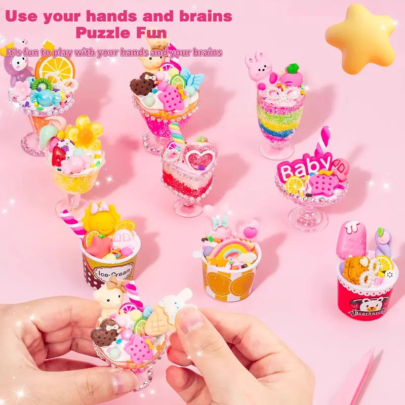 Tepi es krim anak buatan tangan DIY krim lem mainan gadis penutup mulut buatan tangan simulasi mainan makanan buatan Toys Buah Kotak deco cream Kue 6
