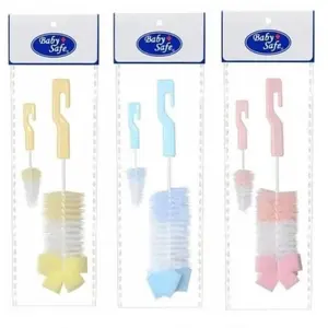 Baby Safe Sikat Botol BD037-1 BD037 Sikat Botol & Dot dengan Sponge Pembersih Fleksibel untuk Semua Botol Bayi Aman Tahan Lama