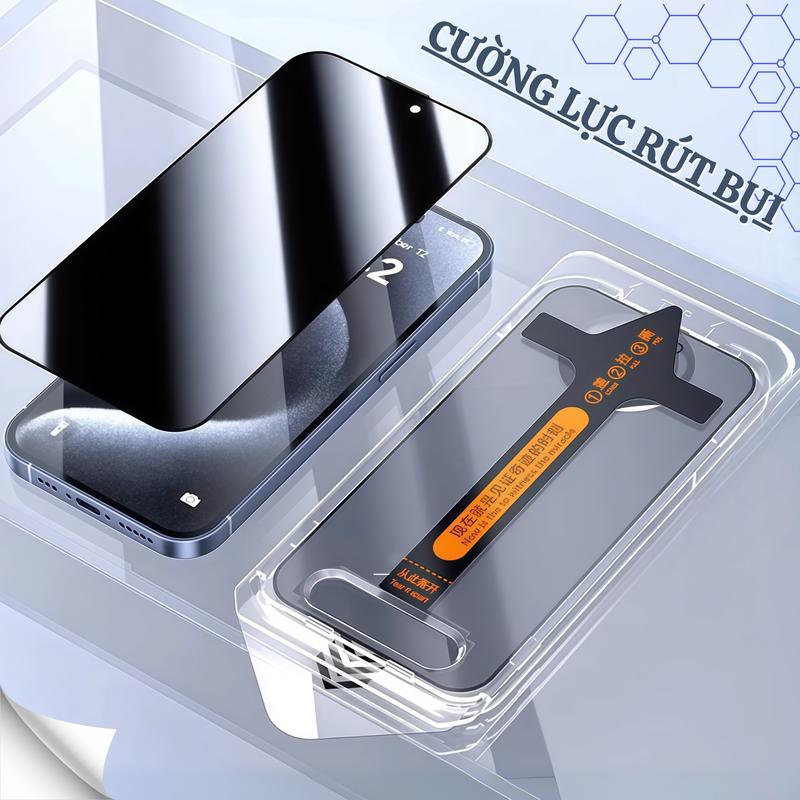  Kính Cường Lực iPhone Rút Bụi Tự Dán MAGICBOX BLACK ARROW - Độ Cứng 9H - Phủ Nano Cảm Ứng Trơn Mượt - Viền Chống Mẻ Cạnh - Có Màng Loa Bảo Vệ Phụ Kiện 
