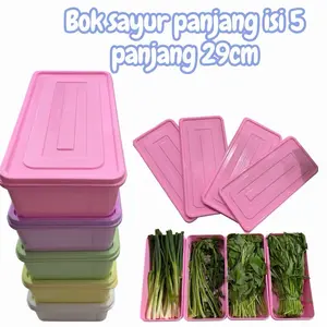 Boks Sayur Panjang 29cm - Warna-warni dan Praktis untuk Menyimpan Sayur isi 5