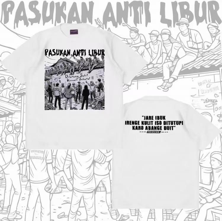 Kaos Pasukan Anti Libur / Unisex / Katun Combed / Lembut Nyaman Soft Surfing 0