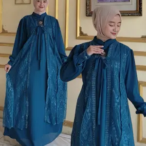 NEW DELVINA DRESS NEW BERUKAT SEPENKEL Gamis Kondangan Bahan ceruty Baby doll Permium Mahogandy brugandy Blue emerlad ANTI KUSUT Kancing Muslim Panjang Lebaran Wanita Mewah Pesta Variasi Layer Dewasa
