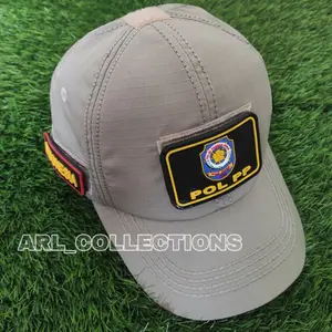 TOPI POL PP BDU VELCRO CREAM TAN PLUS 3 LOGO PATCH RUBBER/TOPI SATPOL PP TERBARU