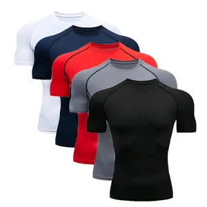 Baju Olahraga Kompresi Gym Fitness Baselayer Short Sleeve Raglan Polos gym Fitnes Running Kaos Compresion Sport Polos
