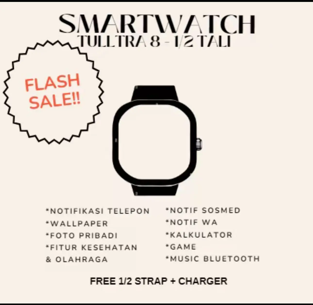 [BELI 1 JAM GRATIS 1 JAM DIGITAL + 2 TALI STRAP] JAM TANGAN LiUTRA 8 1/2 TALI - JAM TANGAN PINTAR ANDROID