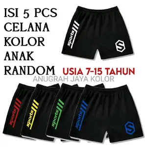 ISI 5 PCS CELANA ANAK HARIAN SNATAI UNISEX SPORT FASHION USIA 7-15 TAHUN KOLOR RANDOM
