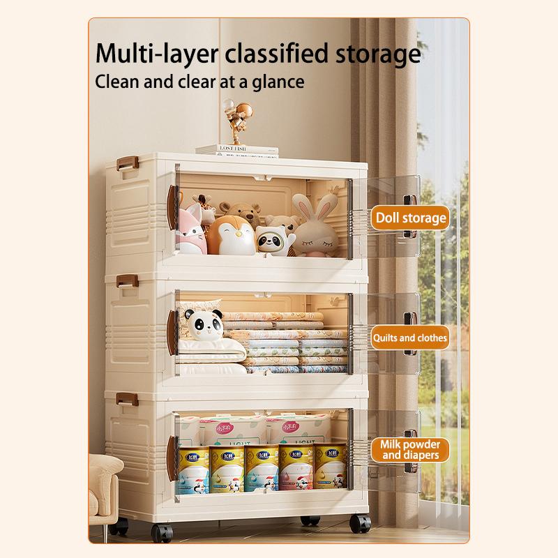 3-5 floors Folding Storage Box Cupboards Cabinets Transparent Double Door home storage 7