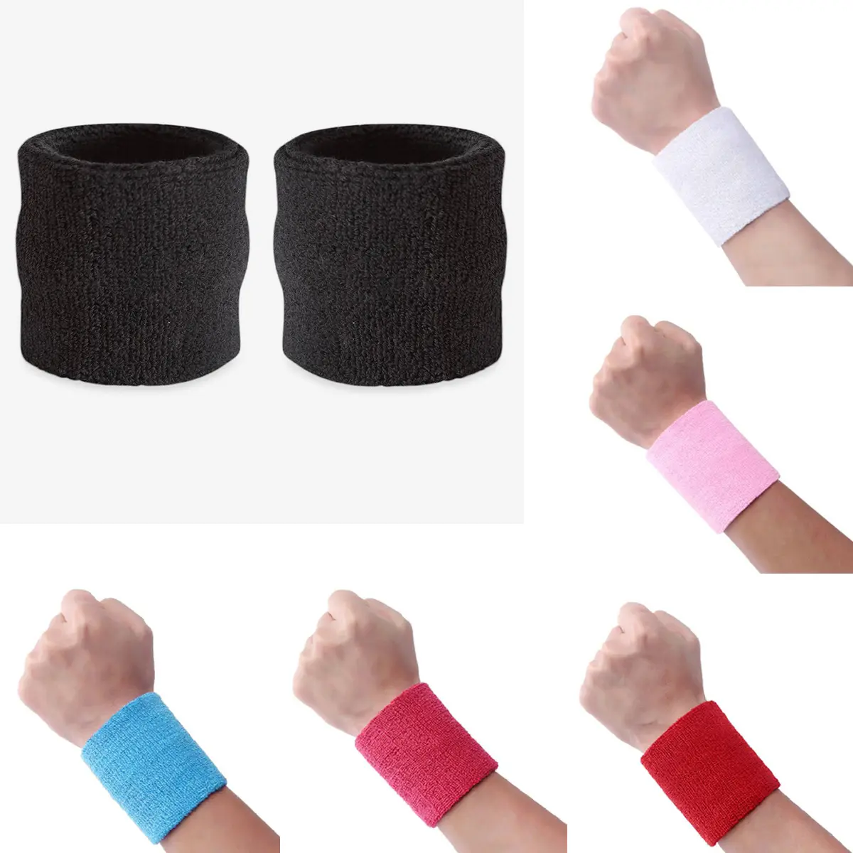 1Pair colorful 8 * 8 towel wrist guard basketball badminton sports wrist guard knitted all cotton wrist guard Men Women Wristband Sport Fitness Wrist Band Run Wrist Strap Gym Wrist Brace