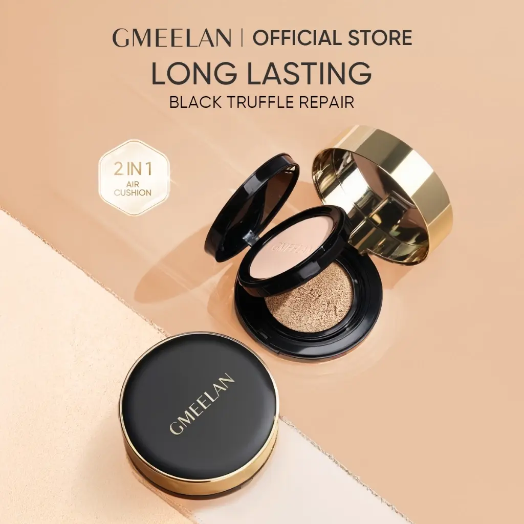 GMEELAN Black Truffle Zinc PCA Air Cushion Long-lasting Antioxidant Face Powder Oil Control Makeup Brightening Clear Concealer Contour Foundation Setting Lid Cosmetic